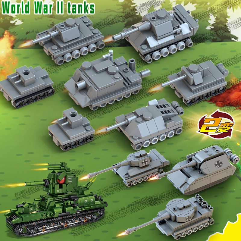 WW2 Military Weapon Tank Building Blocks Set SWAT Army City Police T34 KV44 Model Construction Toys Brick Kids Halloween Gift