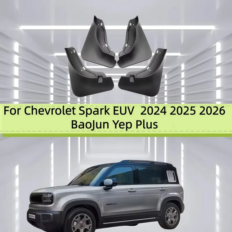 

4PCS For Chevrolet Spark EUV Accessories 2024 2025 2026 BaoJun Yep Plus Car Fender Mudguards Anti-splash Flap Front Rear Mudflap