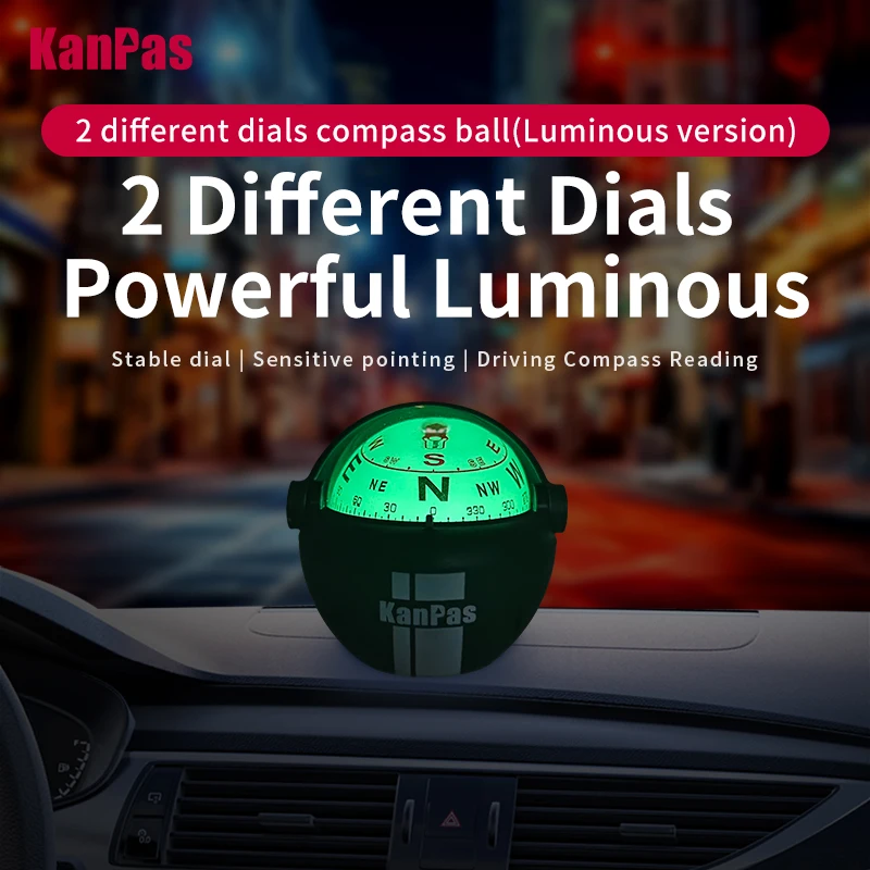 New!!KANPAS Vehicle Compass Ball with  Luminous /Upgraded capsule/compass for car / Dashboard compass ball / Compass boat/V-41-L