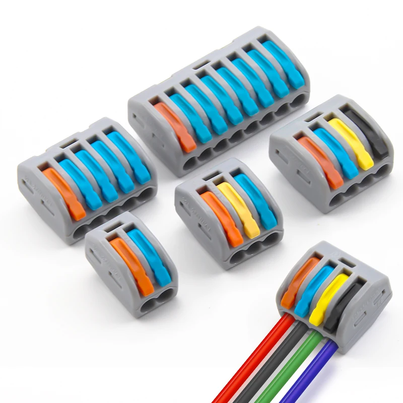 

10pcs Wire Cable Electrical Connectors 2 3 4 5 Ports Lever Wire Quick Connectors Home Terminal Block Push-in Electrical