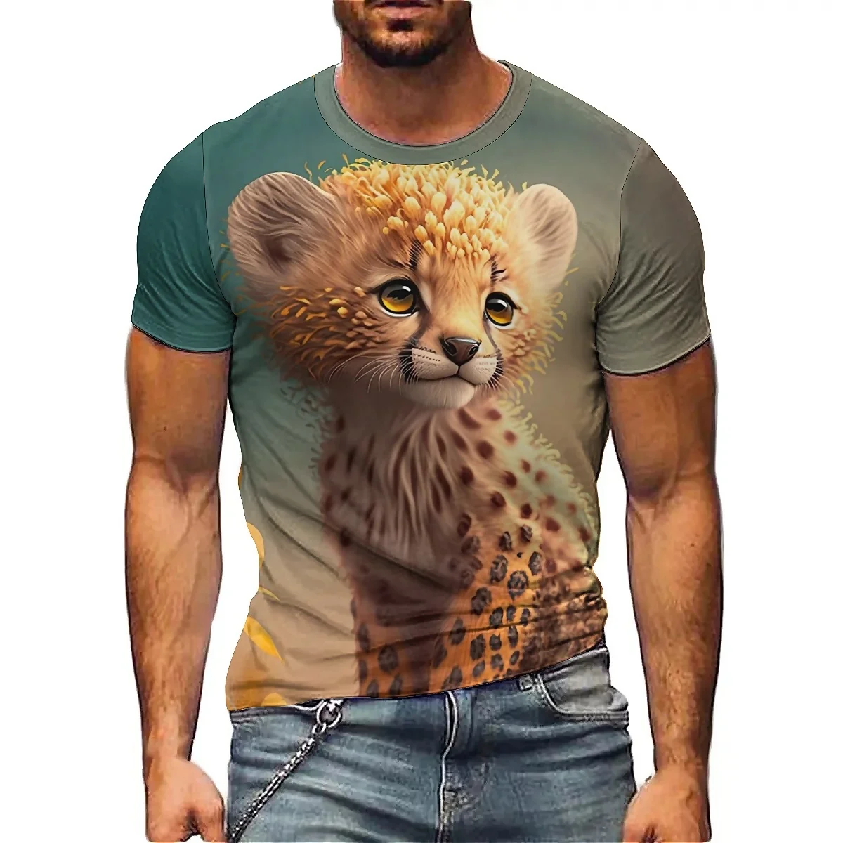 Summer street fashion men's 3D printed short-sleeved T-shirts are soft and comfortable, featuring crew neck prints on men's and