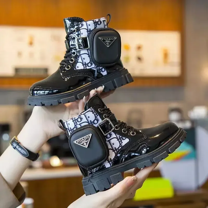 Spring and Autumn Girls Kids Shoes Ankle Boots Fashion British Style Single Boot Soft Sole Versatile Children\'s Leather Shoes