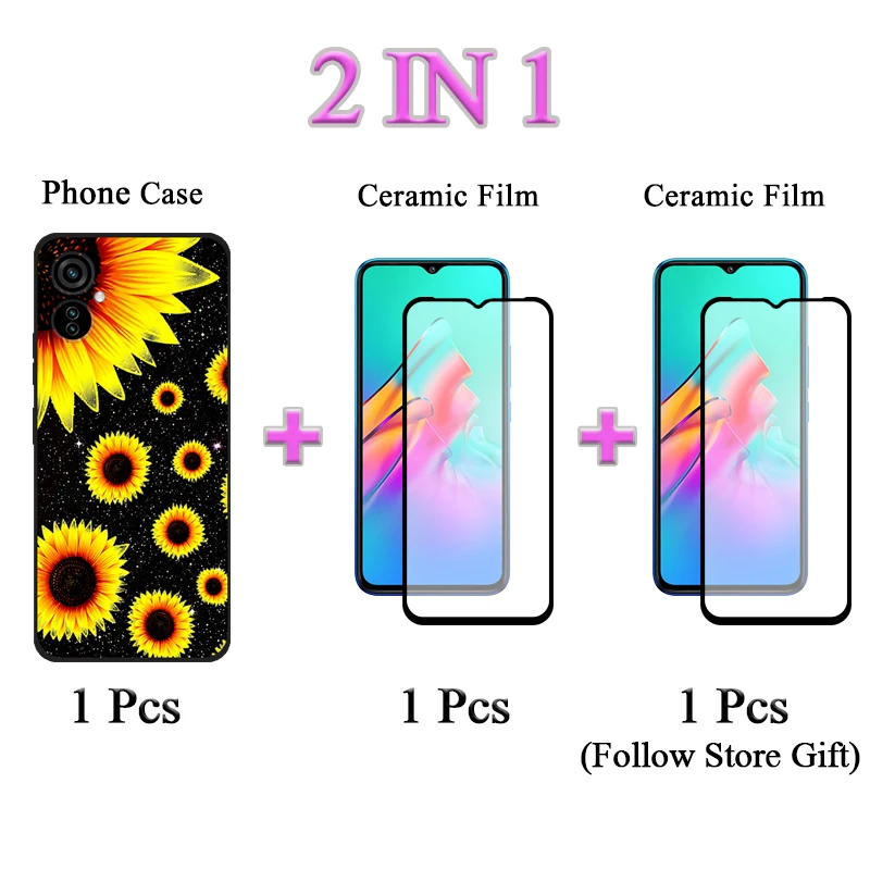 For Cubot P50 Silicone Soft Case Cubot P50 Back Cover 2 IN 1 With Two Piece Ceramic Protector Screen