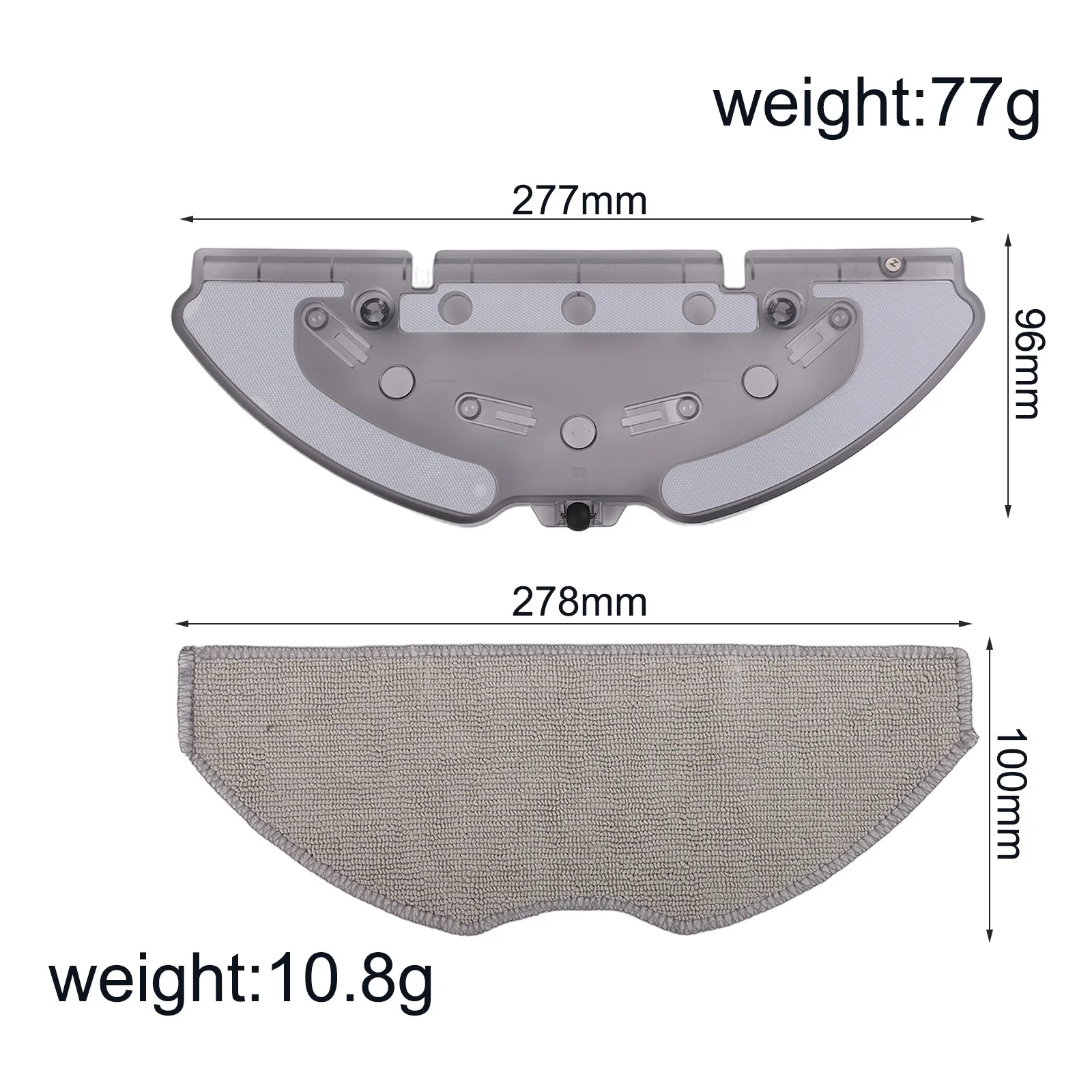 Uchwyt na mopa z tworzywa sztucznego i mikrofibry, bezpieczne mocowanie ściereczek do mopa do robota sprzątającego X-PLORER SERIE 75 S+, części zamienne i akcesoria.