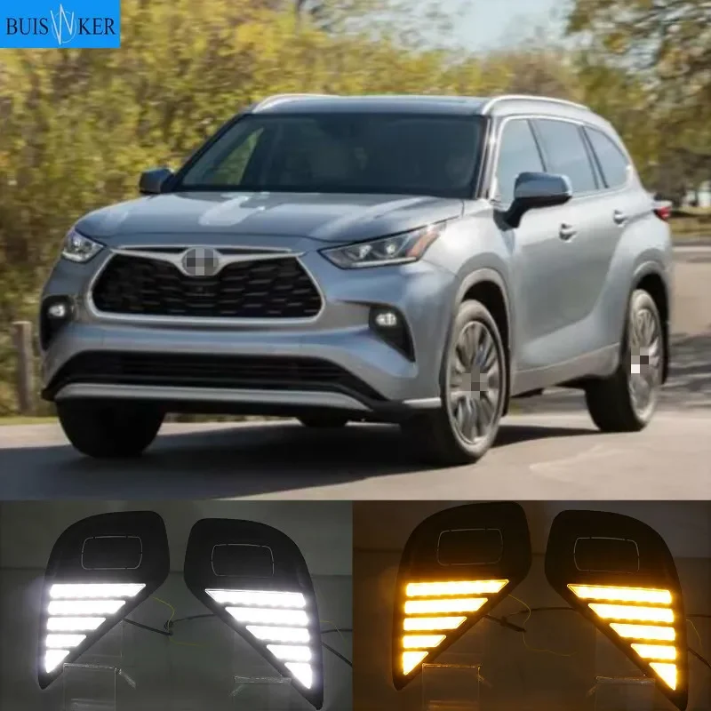 

2Pcs LED Daytime Running Light For Toyota Highlander 2020 2021 Car Accessories Waterproof DRL Fog Lamp Decoration