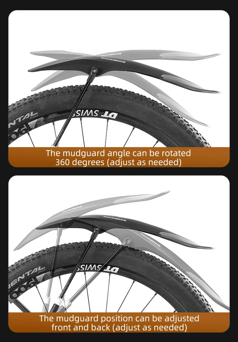 ROCKBROS Mountainbike-Schutzblech, verbreitert, mit Schnellverschluss, 26-29 Zoll, langlebig, innovative Montage, Fahrradzubehör – Detail 7