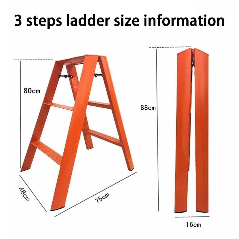 Folding Aluminium Ladders Scaffolding Stool Foldable House Ladder Portable 3 Step Stairs Climbing Multifunction Home Furniture