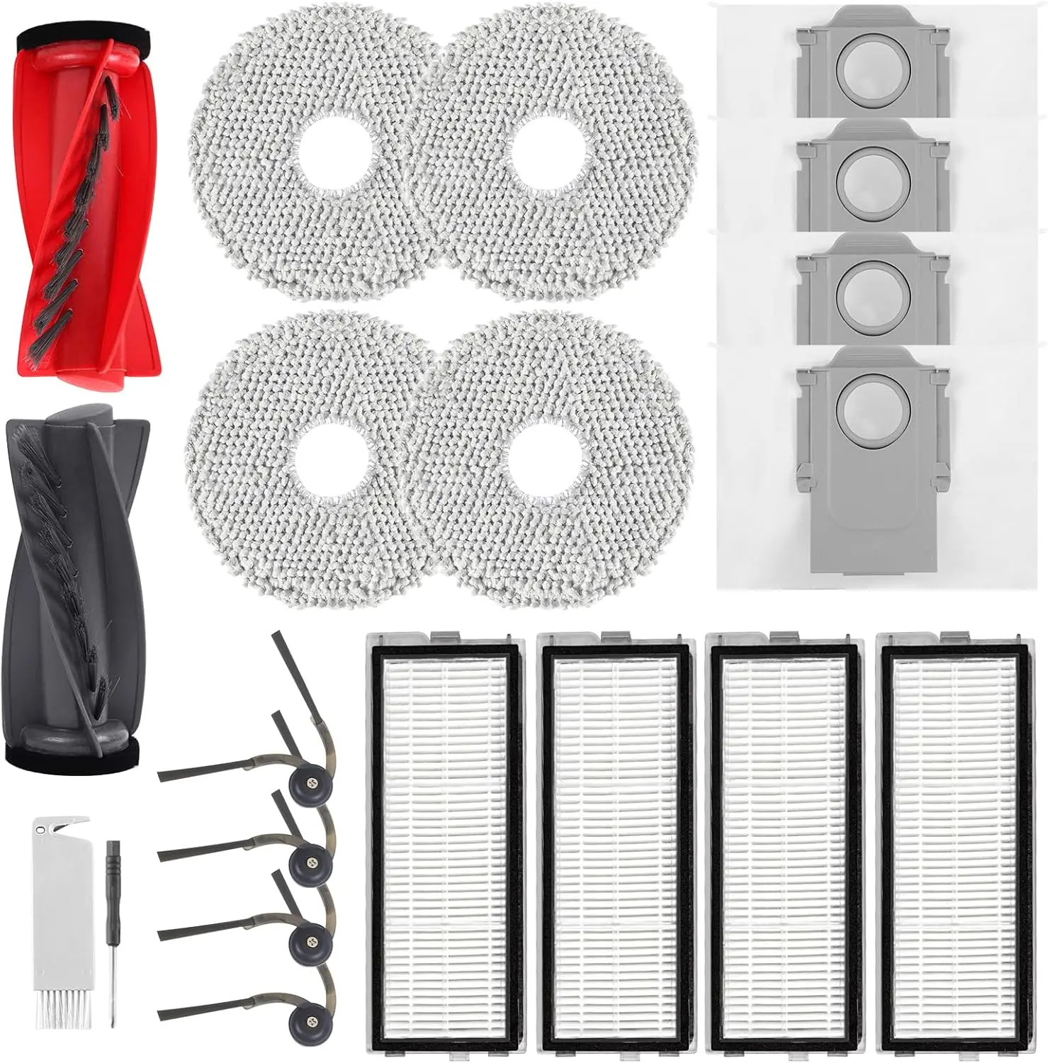 

20-Pack Robot Vacuum Accessories: Main Brush, HEPA Filters, Dust Bags, Mop Pads & Side Brushes for Qrevo Series