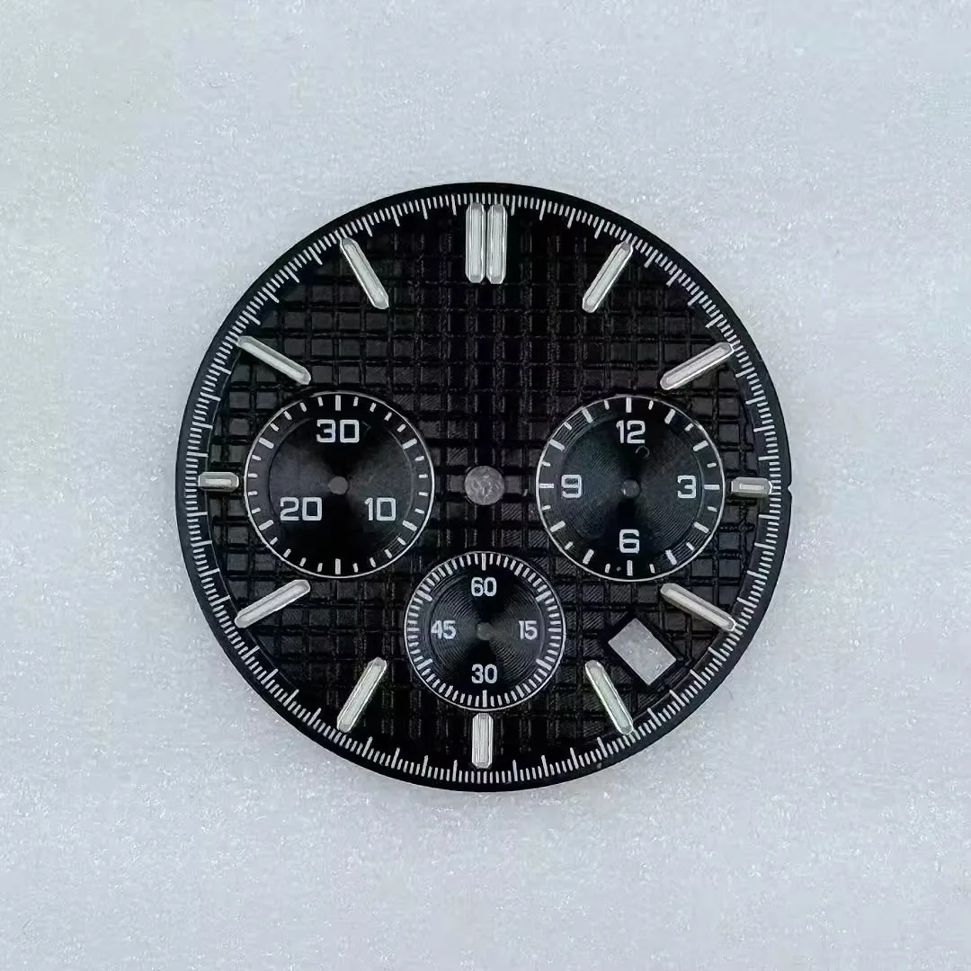 31.8mm No Logo Oak Waffle Dial Fit VK63 Quartz Movement Green Luminous Custom Logo High-Quality Watch Modification Accessories