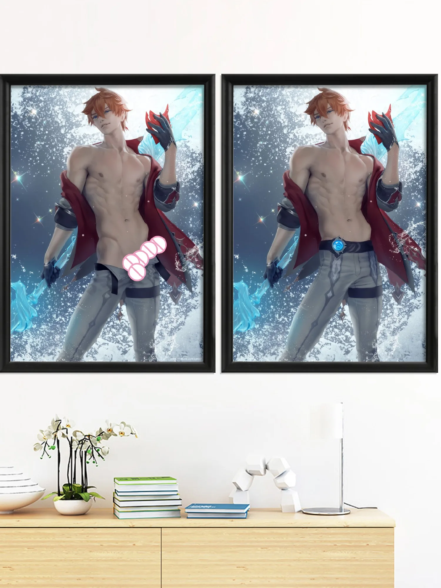 Game Cartoon Tartaglia Razor Zhongli Itto Childe, Handsome Sexy Nude Male Art Poster, Picture Prints