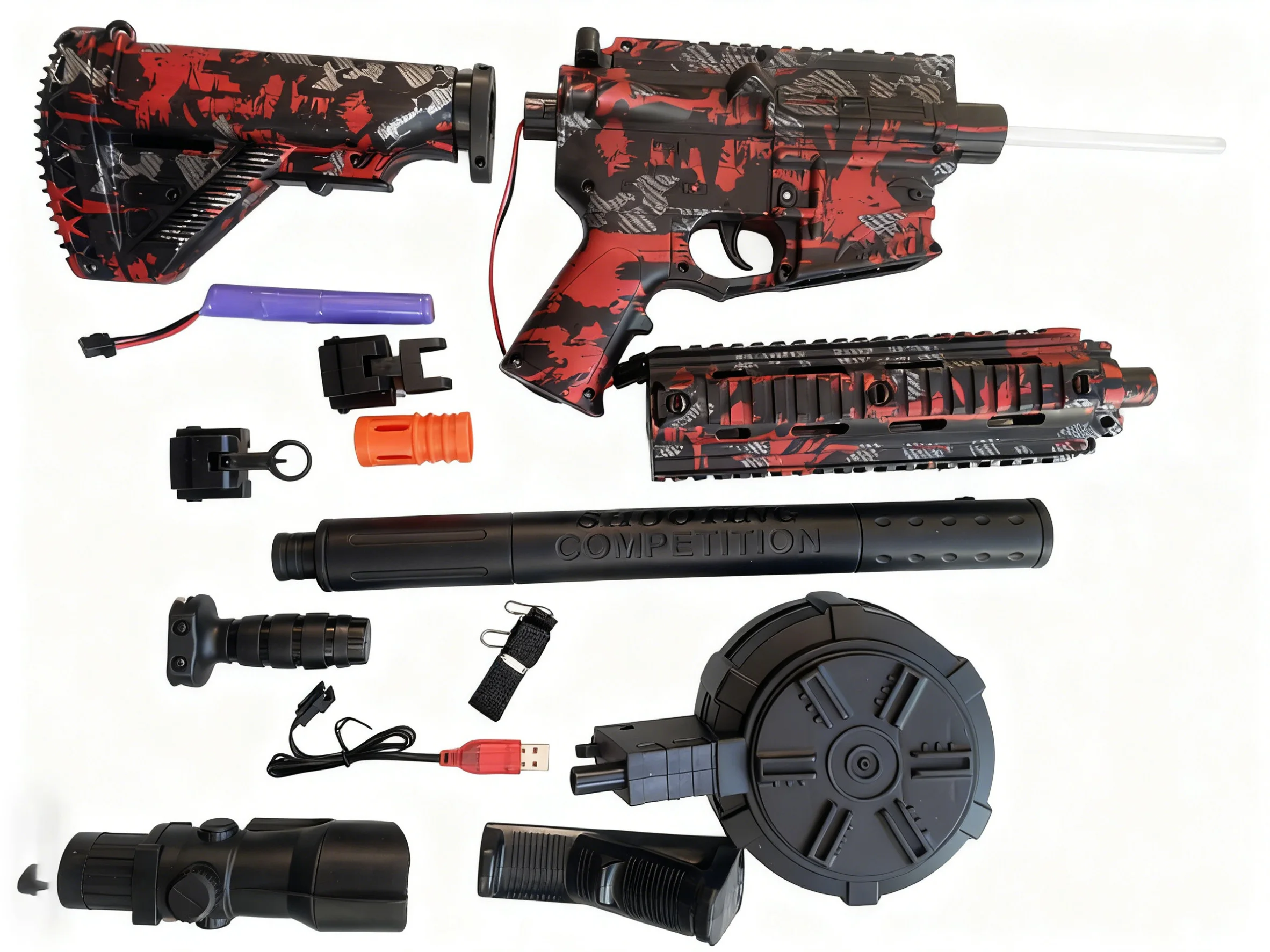 التلقائي M416 ترشيش هلام المياه حبة الناسف 500 جولة طبل 18 متر المدى في الهواء الطلق معركة لعبة بندقية اللعب ، هلام الناسف للبالغين #2