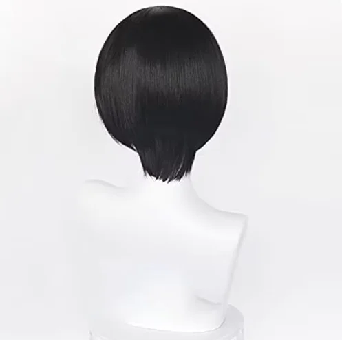 Women Men Hair for Mikasa Ada Cosplay Wig Short Straight Black Anime Party Halloween Costume Wigs