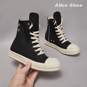 حذاء رياضي ريكس كاجوال عالي للرجال والنساء ، حذاء كاحل أسود ، جلد مصمم ، سحاب ريكس ، أربطة فاخرة ، حذاء مسطح ، جودة أعلى 12 مبيعا سترة ريك غرايمز - No2