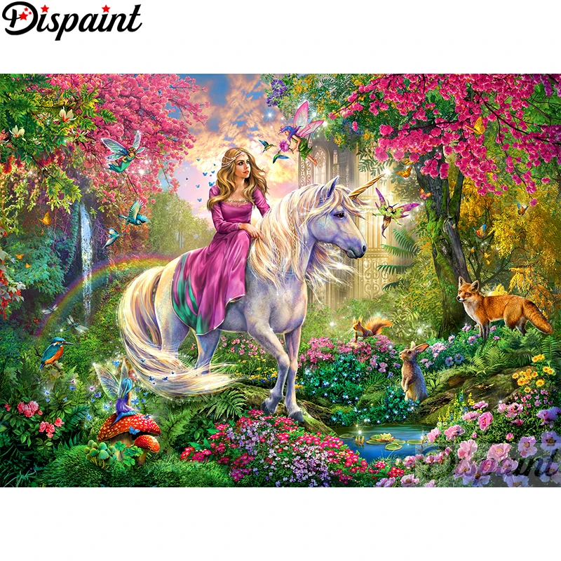 Dispaint DIY 5D Diamond Painting "Princess Horse"Full Diamond Embroidery Sale Picture Of Rhinestones For Festival Gifts A11501