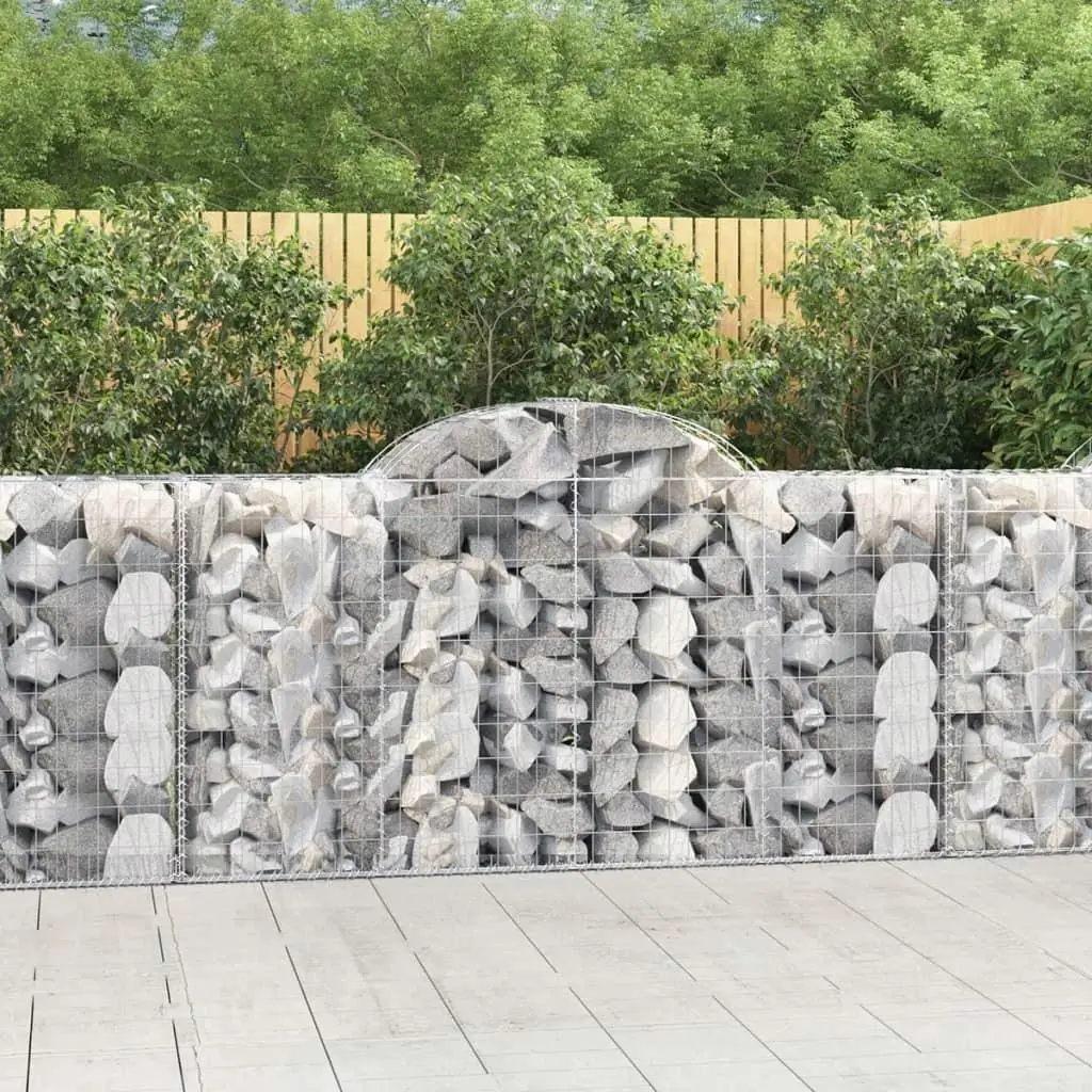 Set of 3 Arched Gabion Baskets - 78.7x19.7x39.4/47.2 cm - Durable Galvanized Iron Garden Decor