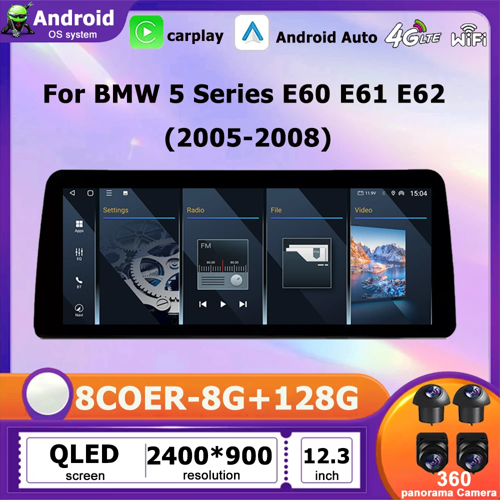 Android 16 For BMW 5 Series E60 E61 E62 2005-2008 CCC CIC System Wireless CarPlay Car Radio Multimedia Video Player GPS BT DSP