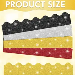 30Pcs Glitter Bulletin Board Border 5 Colors Thick Scalloped Classroom Blackboard DIY Poster Frame Edge Decoration Trim