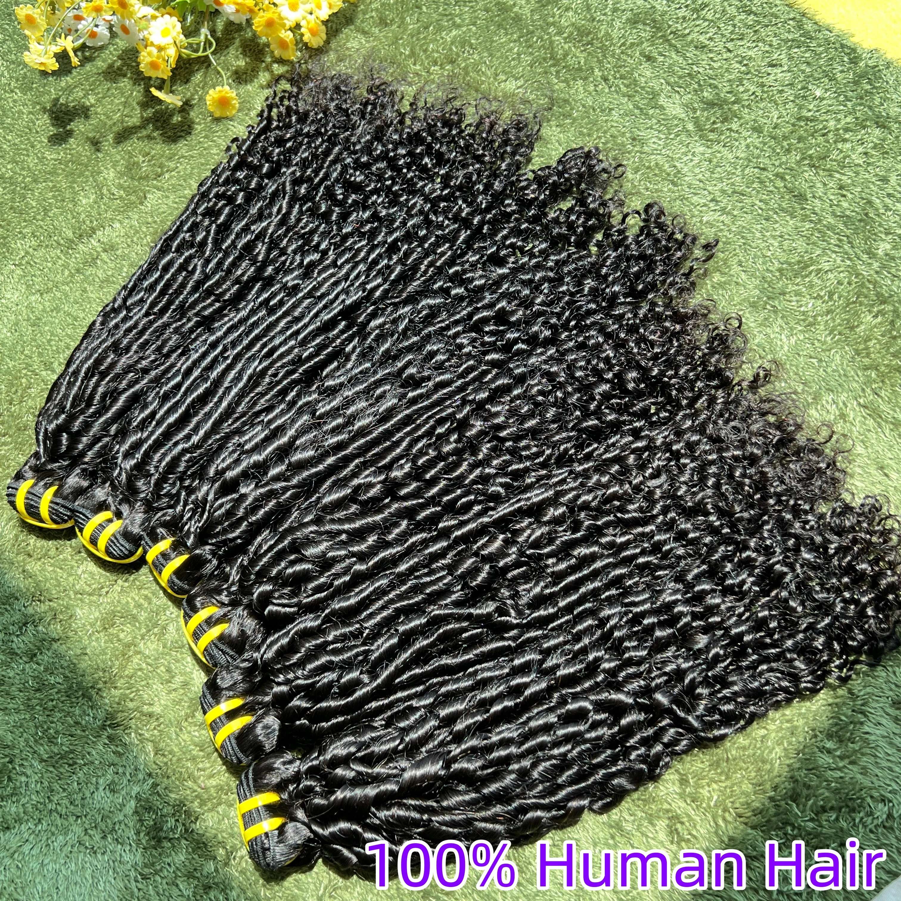 Pixie Curly Bundles 1B Natural Black Color Human Hair 10-30 Inches 100% Raw Virgin Hair Weave Extensions Weaving 1/2/3/4 Bundles