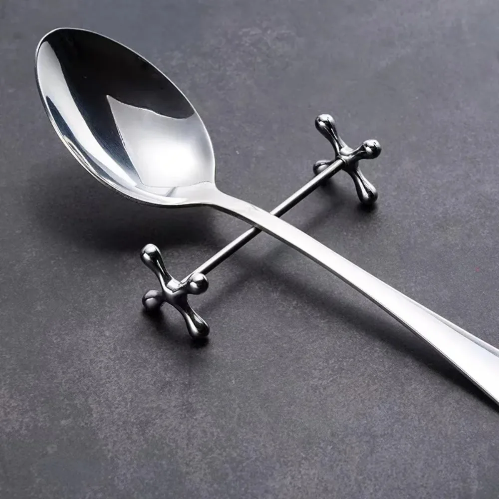 

Household Barbell Shape Chopstick Pillow Japanese-style Stainless Steel Spoon Holder Electroplate Fork Stand Fork