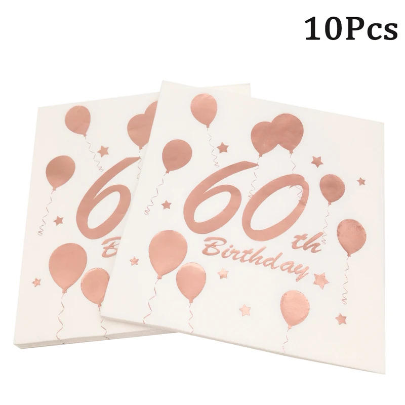 10Pcs Gold 18 30 40 50 60th Birthday Paper Napkins Adult Birthday Party Decoration 40th Birthday Disposabble Napkins party favor