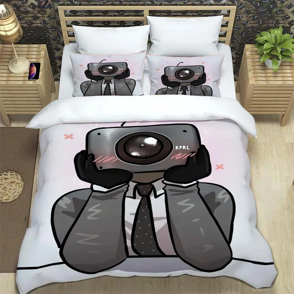 

Skibidi Toilet Funny Kprl Speaker Cartoon Duvet Case Pillowcase Bedding Set Twin Full King for Kids Adults Bedroom