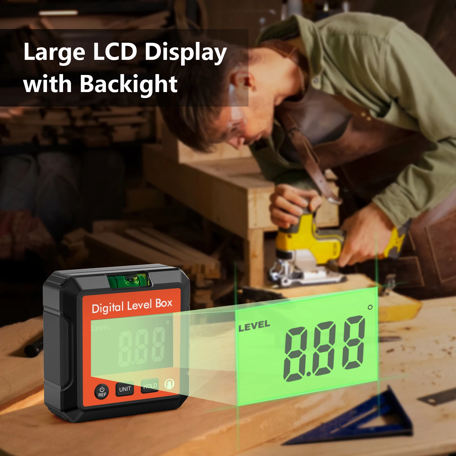 Imagem -03 - Digital Electronic Level And Angle Gauge Angle Finder Base Magnética Display Lcd Backlight para Carpintaria e Construção