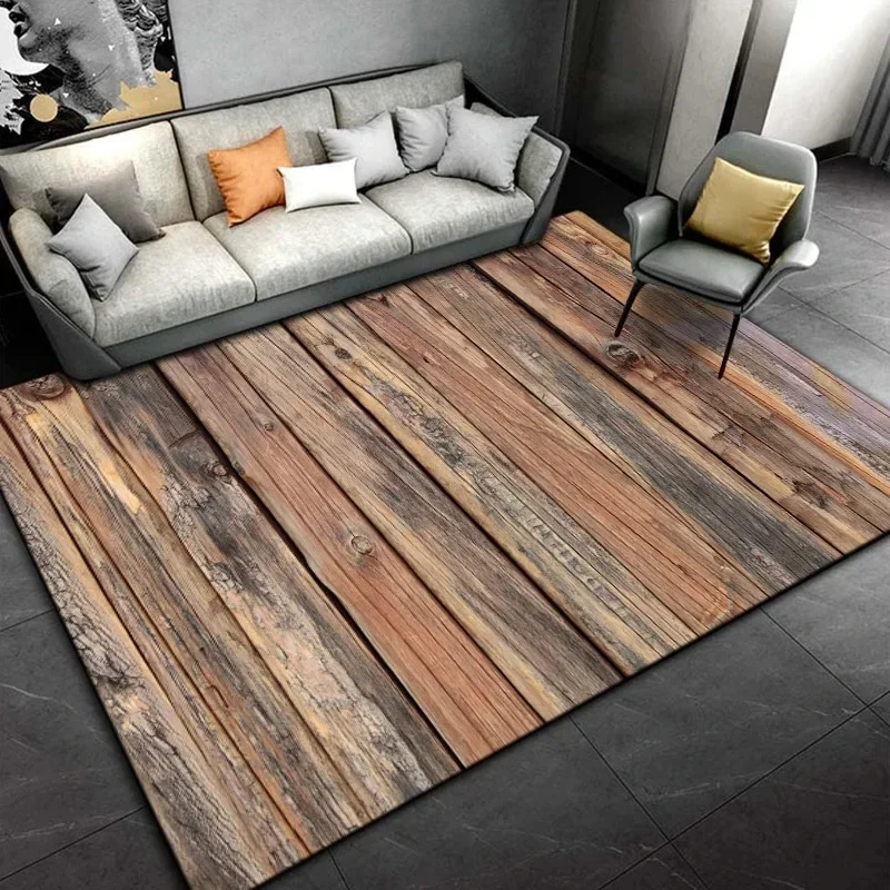 Vintage Irregular Wood Grain Carpet for Living Room Decor Sofa Table Large Area Rug Hallway Balcony Anti Slip Floor Mat Alfombra