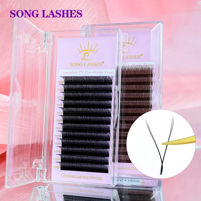 SONG LASHES Y-Form Vorgefertigte Fächer Wimpernverlängerungen für Salon Einzelwimpern C D DD Curl 2D YY Wimpern Y-förmige Wimpern