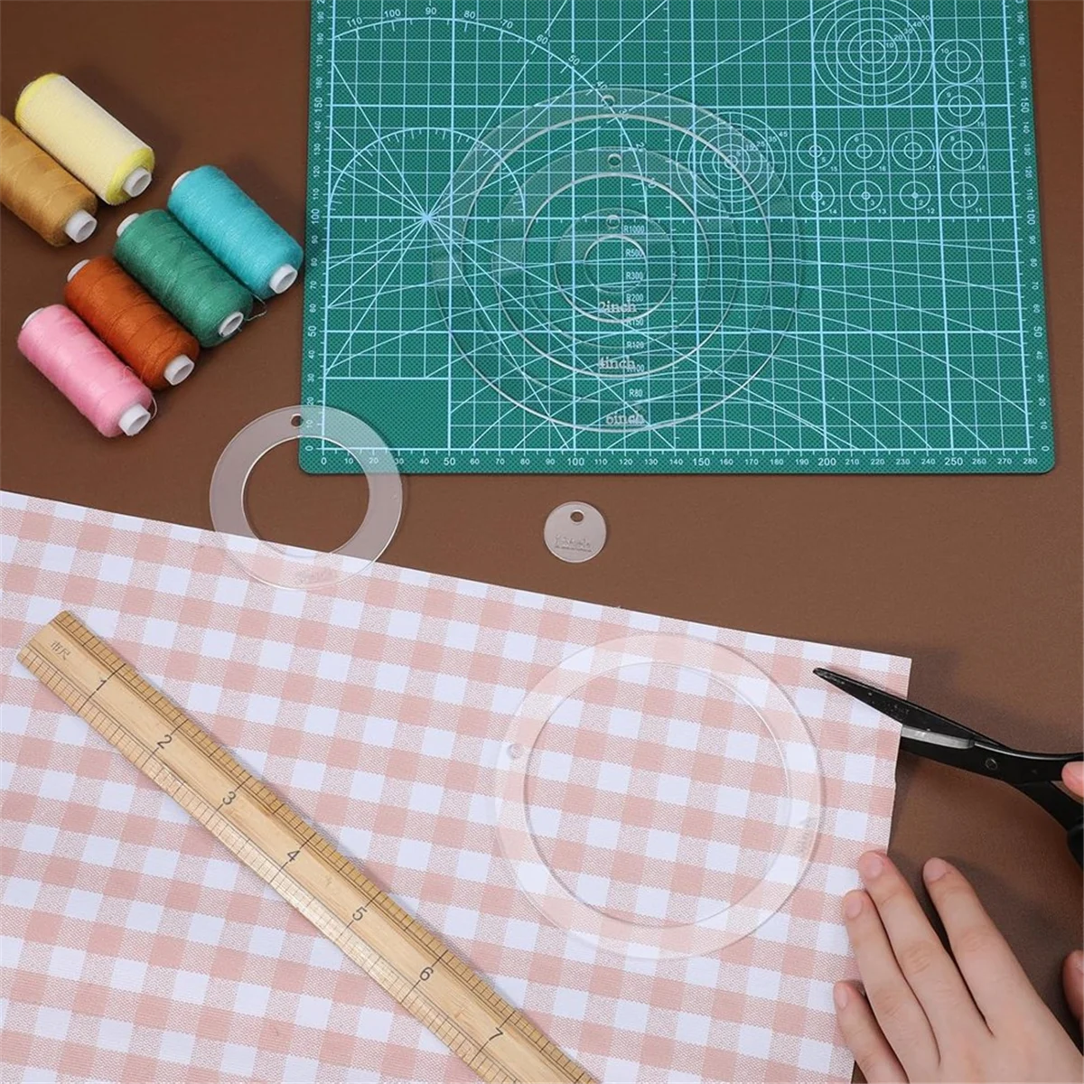 2025+ 6 Pcs Circle Quilting Acrylic Template 1/2/3/4/5/6 Inch Circle Ruler for Quilting Clear Sewing Rulers Set