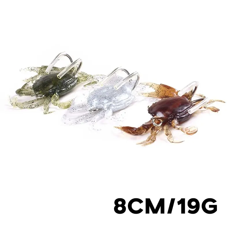 Bionic Crab Fishing Lures 8cm 19g Simulation Crab Silicone Soft Bait With Sharp Hook Artificial Freshwater Fishing Tackles Pesca