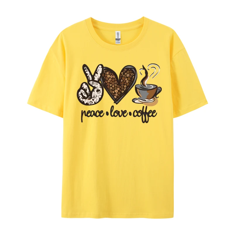 Leopard Peace Love Coffee Lovers Hipp T-Shirt Tee Top Camisas Men Casual Clothing Gift Sip Coffee Newest T-shirt