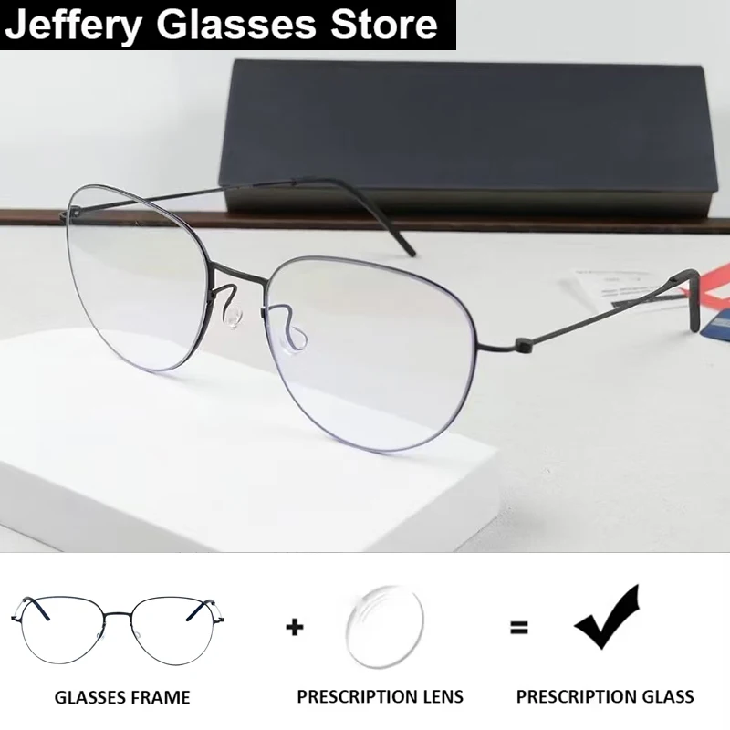

Denmark Men Oval Optic Glasses Frame Titanium Ultralight Women Myopia Progressive Eyeglasses Reading Graduation Sunglasses Gafa