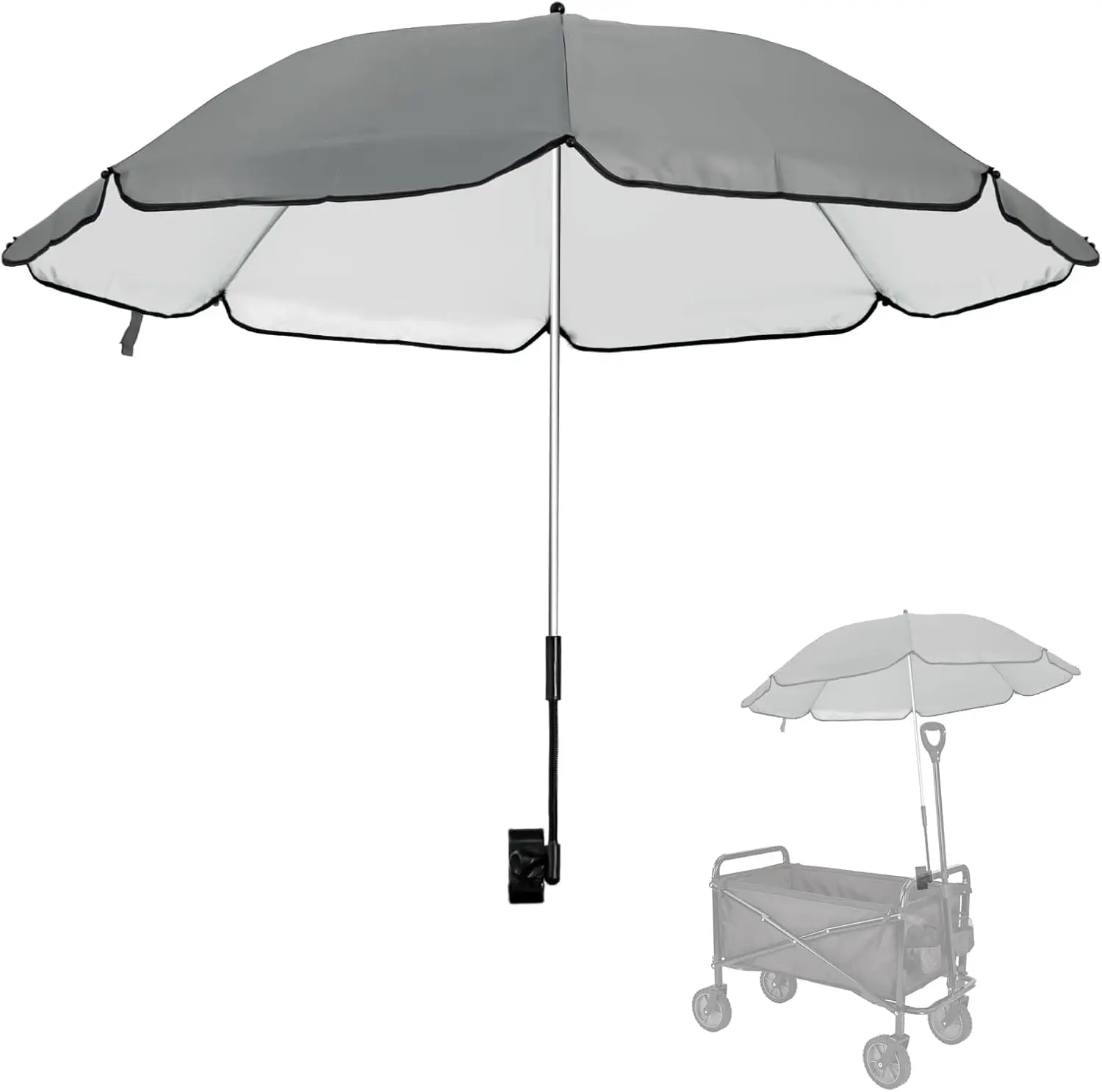 

UPF 50+ Wagon Umbrella with Universal Clamp, Adjustable Lounge Wagon Umbrella Attachment, Lightweight