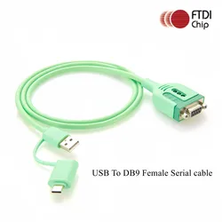 USB to RS232 DB9 Serial Cable USB 2.0 Type C to DB9 Female Adapter Cable with FTDI Chipset Type A to RS232 Converter Cable