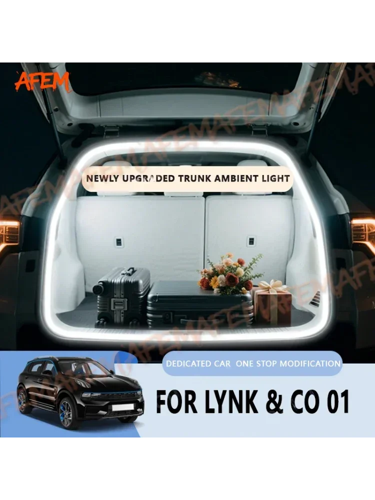 Für Lynk & Co 01 Kofferraumbeleuchtung Modifikationslicht Ambientebeleuchtung Weiß Warmweiß Heck-Kofferraum-LED-Lichtleiste