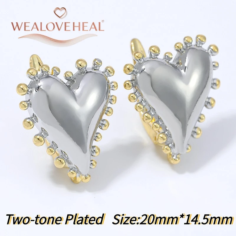 Zschmuckherstellung zubehör, weifarbige Messing-Herz-Ohrringverschlüsse, Gold-Rhodium-beschichtet, perlenbesetzt, voluminös mit Öse für DIY-Schmuckherstellungskomponenten – Detail 20