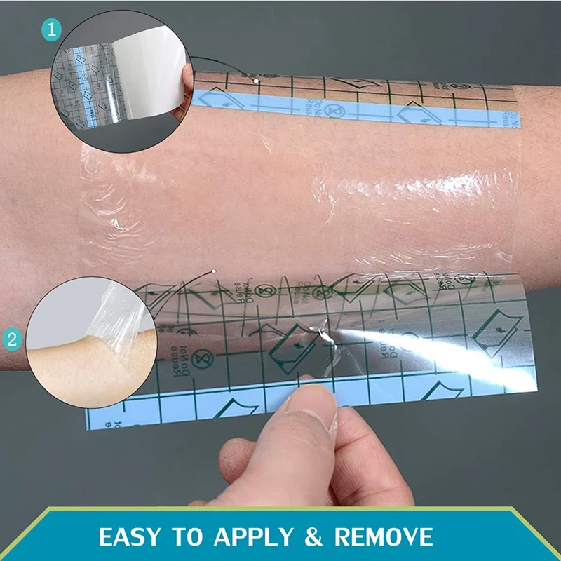 100Pcs Showerproof Transparent Adhesive Film Dressings Clear Wound Bandages Protectors For Shower Knee Surgery 4 Inch