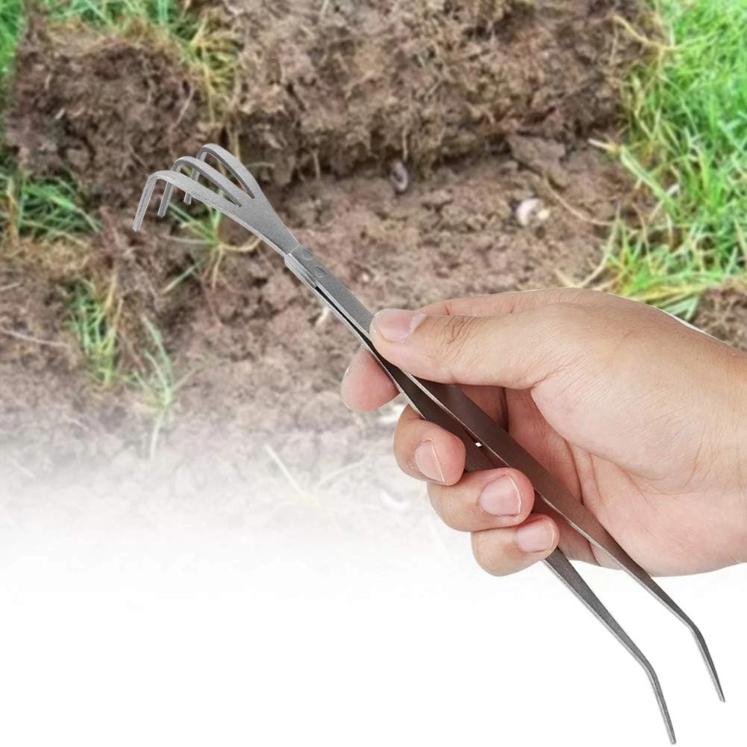 

Promote lush, healthy roots effortlessly with this essential, durable stainless steel tweezer root rake for easy, precise plant