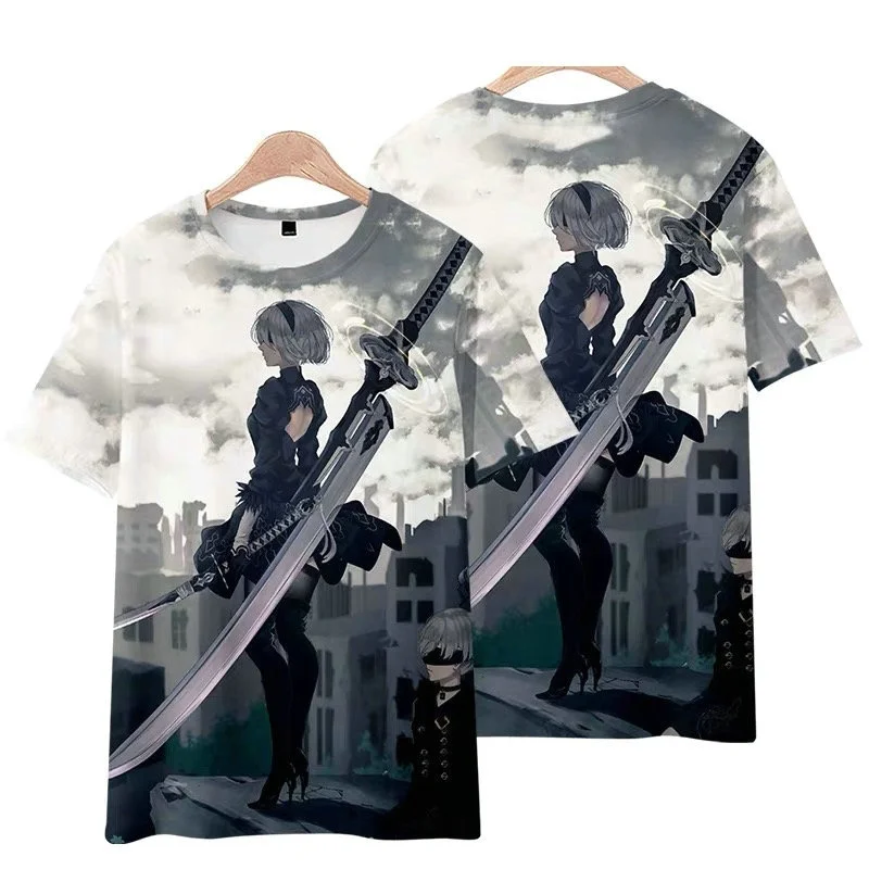 Game NieR:Automata Costume YoRHa No. 2 Type B T Shirt Casual Harajuku T-Shirt Cosplay Cloak For Unisex T shirt Coat