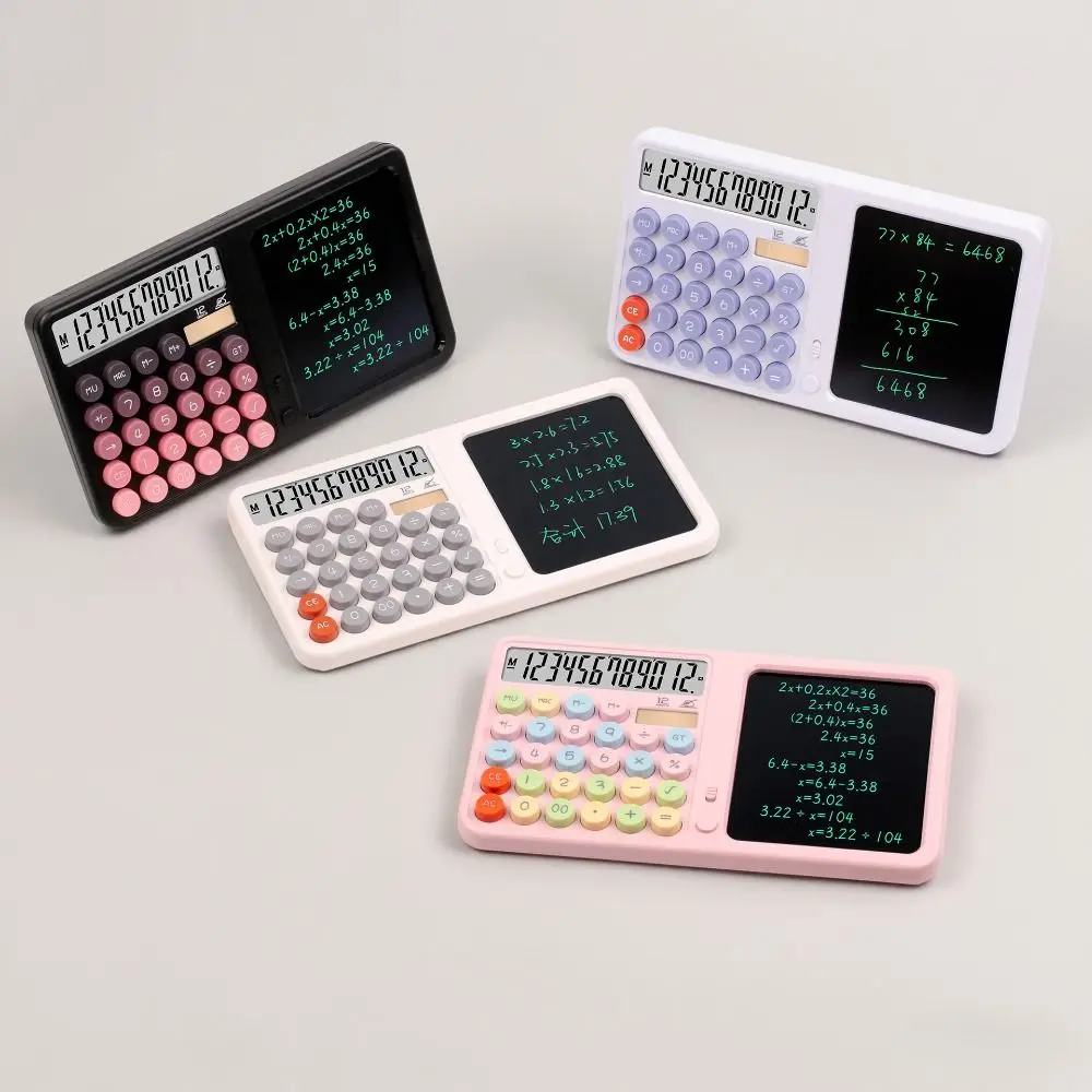 12-Digit Solar Calculator Large LCD Display With LCD Writing Board Standard Function Calculator Dual Power Supply