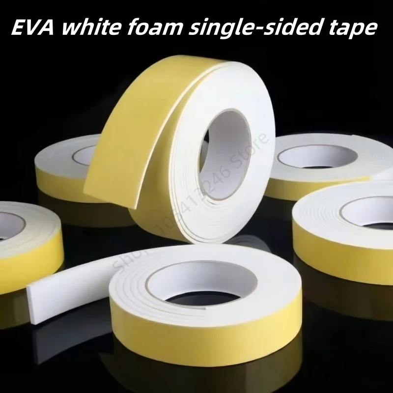 White EVA Single Side White Sealing Strip Self-adhesive Window Door Heat Insulation Anti Collision Foam Tape 2/5/10mm Thickness