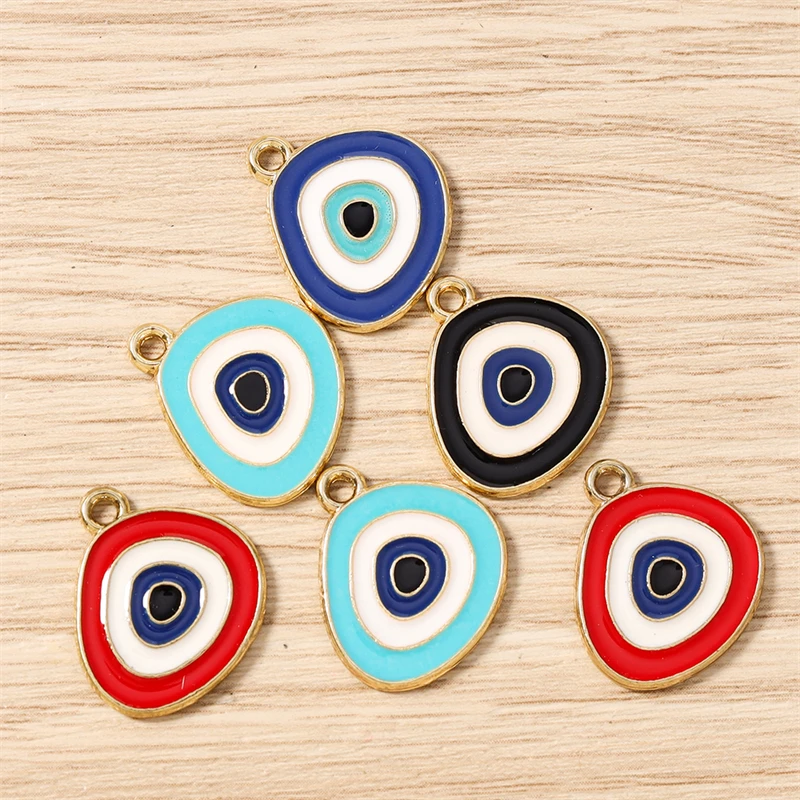 10 Stück 15x19mm Niedliche Emaille-Böses-Auge-Anhänger für die Herstellung von Ohrringen, Halsketten, Armbändern, DIY Handgemachtes Kunsthandwerk, Schmuckzubehör – Detail 9