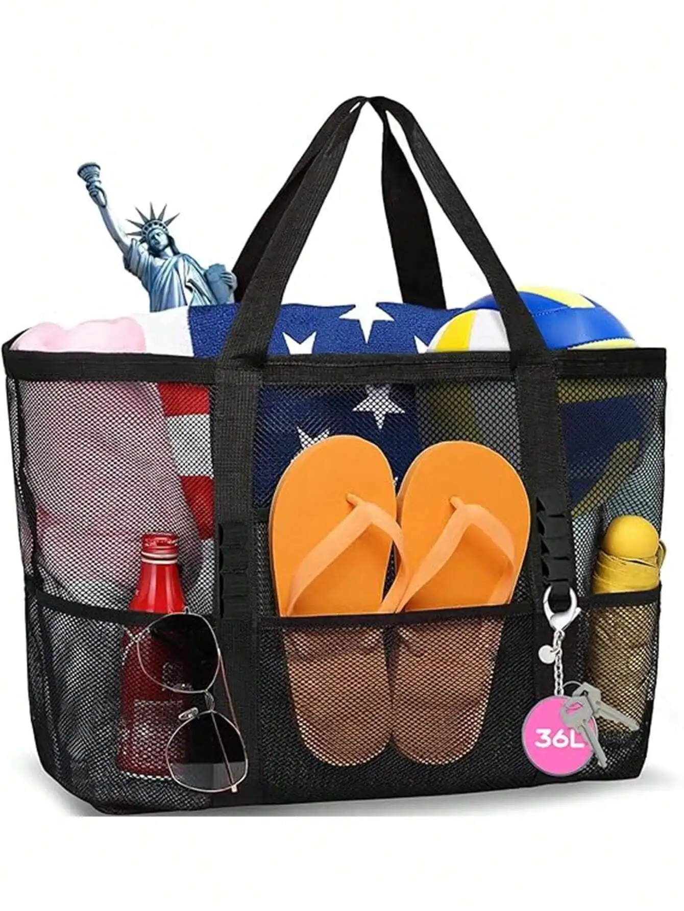 

Mesh Beach Bag Waterproof Sandproof Handbag Lightweight, Large Capacity, Portable Mesh Beach Bag, Swimming Pool Bag Cruise Beach