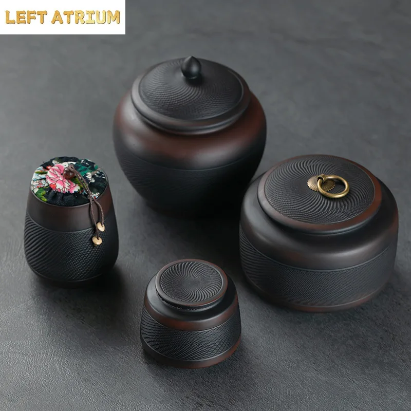 tea organizer Porcelain Purple pottery tea can Sealed moisture-proof jar ceramic purple clay awaken tea jar Pu erh storage jars