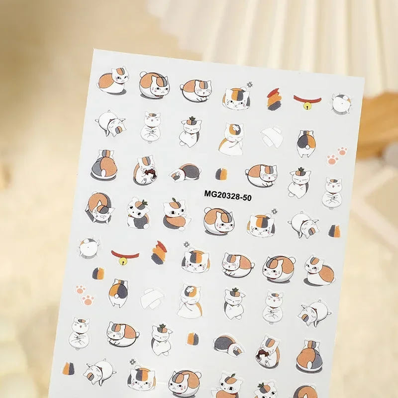 Natsume Cat Sensei Anime Nail Sticker Nyanco Sensei Cute Cat Self Adhesive Kawii Footprint Nail Art Otaku Nail Supplies Manicure