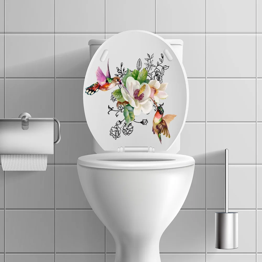 M539 Blumen vogel Toiletten aufkleber Badezimmer Toiletten abdeckung Aufkleber Wanda uf kleber wc für Haupt dekoration – Detail 2