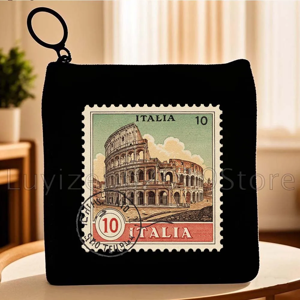 الرجعية إيطاليا روما هولندا باريس نيويورك البريد آخر Stamps هدية قماش محفظة نسائية للعملات المعدنية حقيبة مفتاح تخزين بطاقة أكياس المحفظة الحقيبة