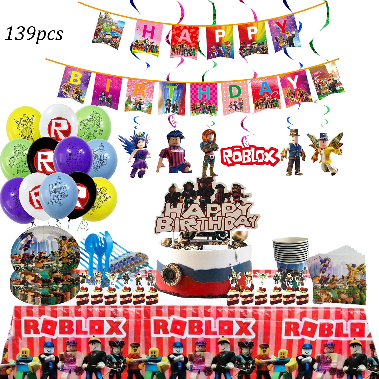 Hot Robot Roblox Tema Decorazione festa di compleanno per bambini Set di stoviglie usa e getta Piatto di carta per tazze Parte per bambini e ragazze