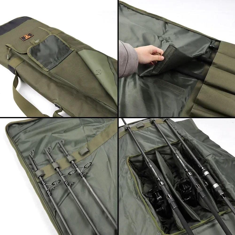 1.5m 2.1m oxford cloth foldable rolling fishing rod bag soft case travel large capacity rod fishing gear bag waterproof