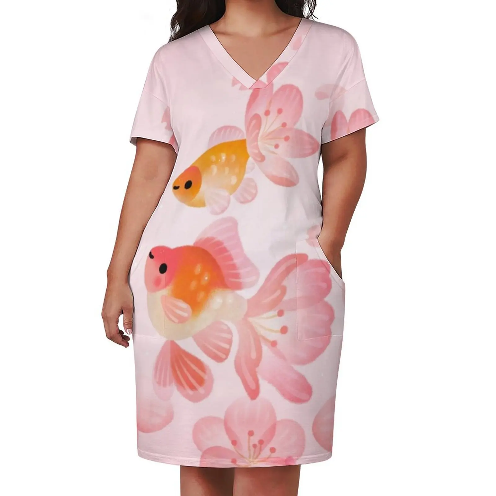 Cherry blossom goldfish 1 Loose Pocket Dress Dress for girls summer dress womens 2024 Long dresses summer outfits for women 2024